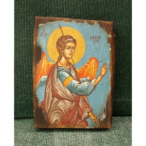 Αγιογραφία σε κορμό ξύλου - Αρχάγγελος Μιχαήλ