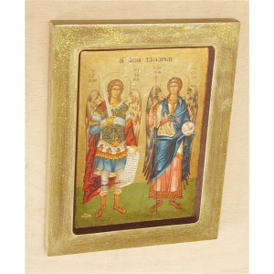 Αγιογραφία σε σκαφτό ξύλο - "Oι Άγιοι Ταξιάρχες"