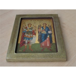 Αγιογραφία σε σκαφτό ξύλο - "Oι Άγιοι Ταξιάρχες"