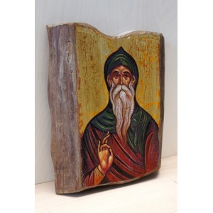 Αγιογραφία σε κορμό -  Άγιος Αντώνιος