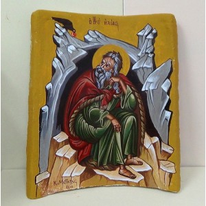 Αγιογραφία σε βυζαντινή παλιά κεραμίδα - Προφήτης Ηλίας