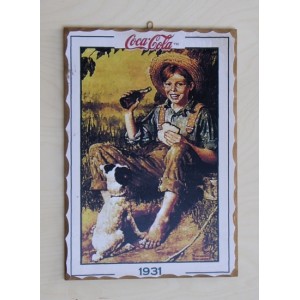 Ξύλινο καδράκι Coca Cola A3