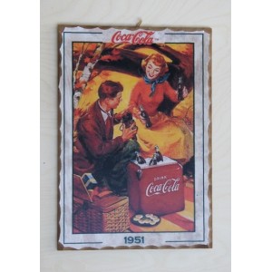 Ξύλινο καδράκι Coca Cola A3