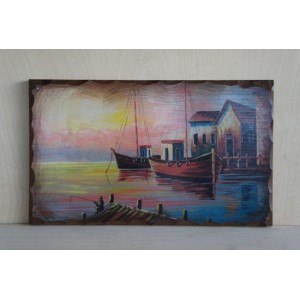 Ξύλινο Καδράκι - Θαλασσινό θέμα A3